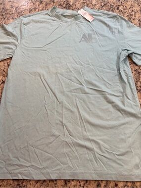 American Eagle Outfitters Light Teal Blue  Short-SleeveTee w/ Surfing Graphic